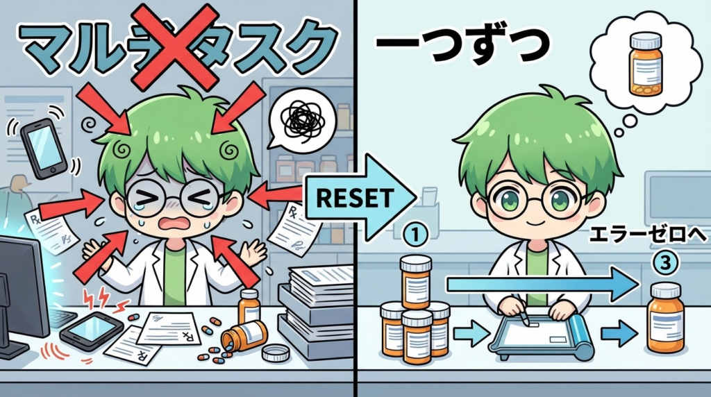 調剤ミス　対策　マルチタスク　写真