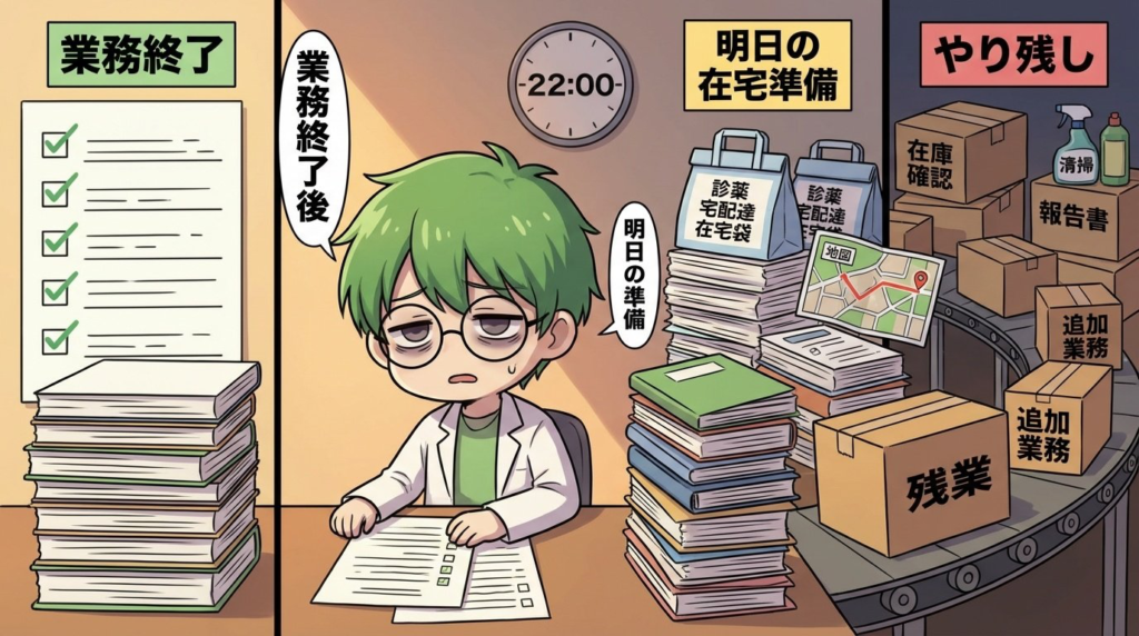 薬剤師　定時に帰れない　原因　残業　写真
