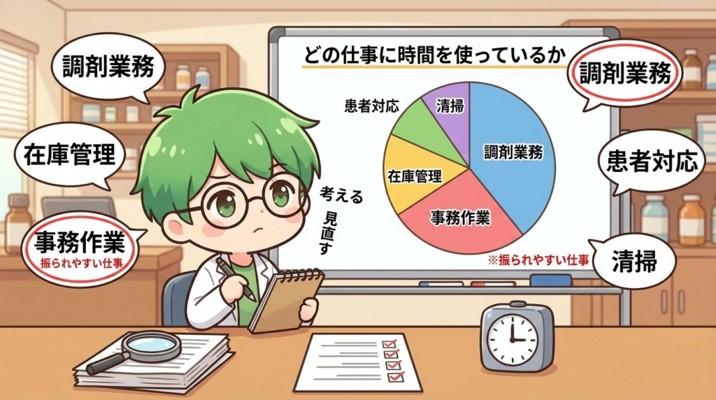 薬剤師　定時に帰れない　対策　作業量　写真