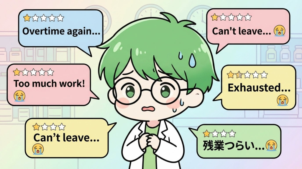 薬剤師　定時に帰れない　イメージ　　口コミ　写真