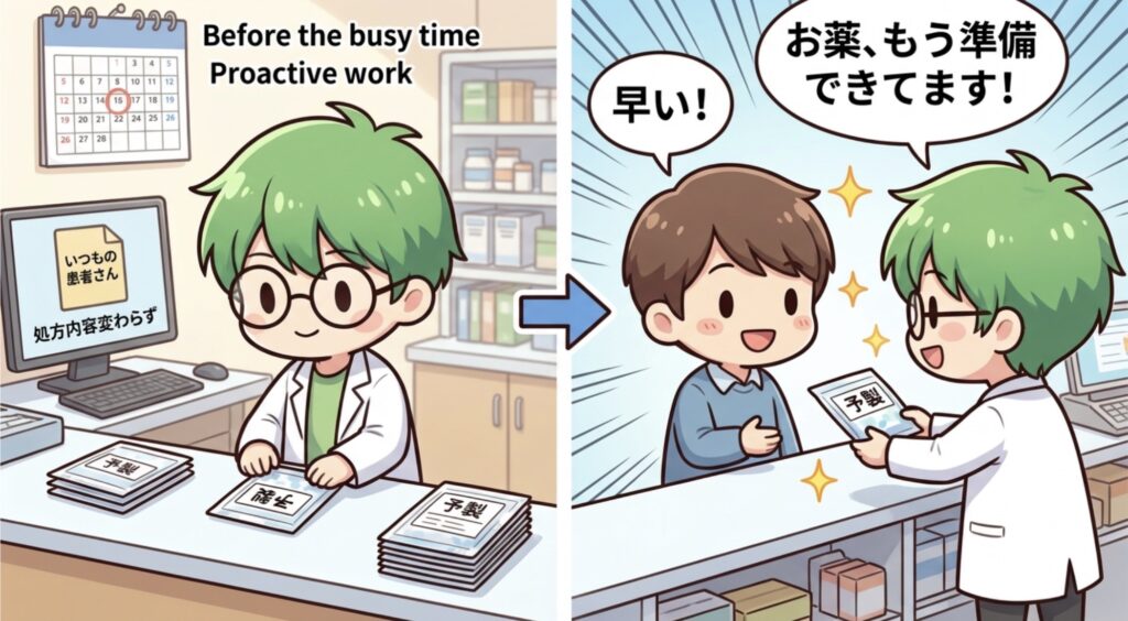 一人薬剤師 一包化 事前準備 予約 写真