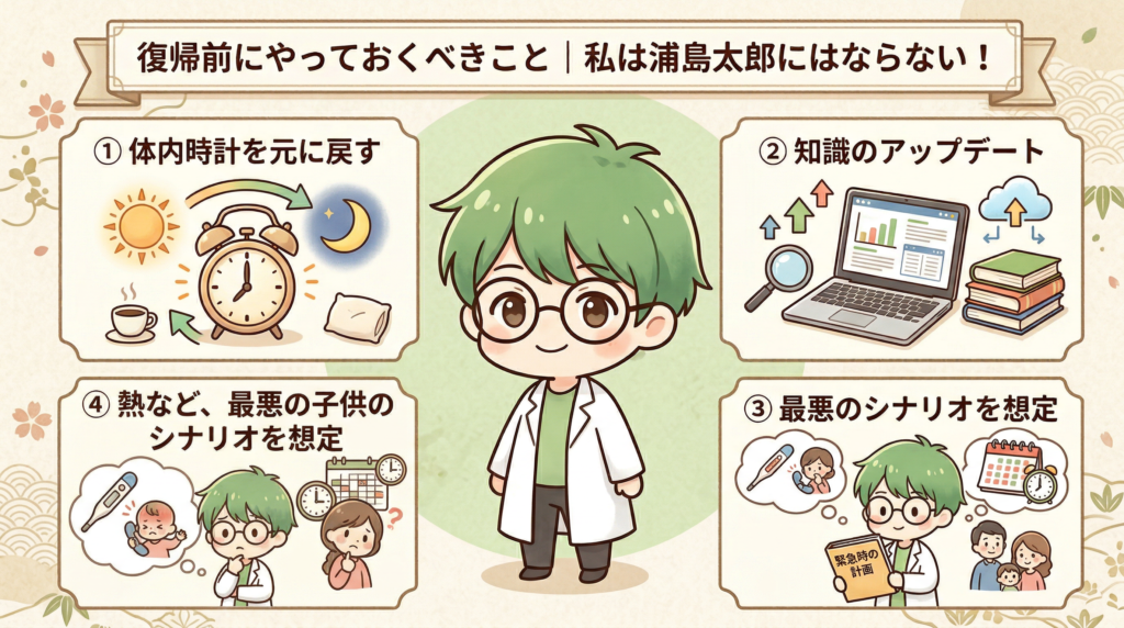 育休　男性薬剤師　復帰前　事前準備　まとめ　写真
