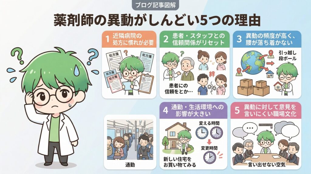 薬剤師　異動　理由　まとめ　画像