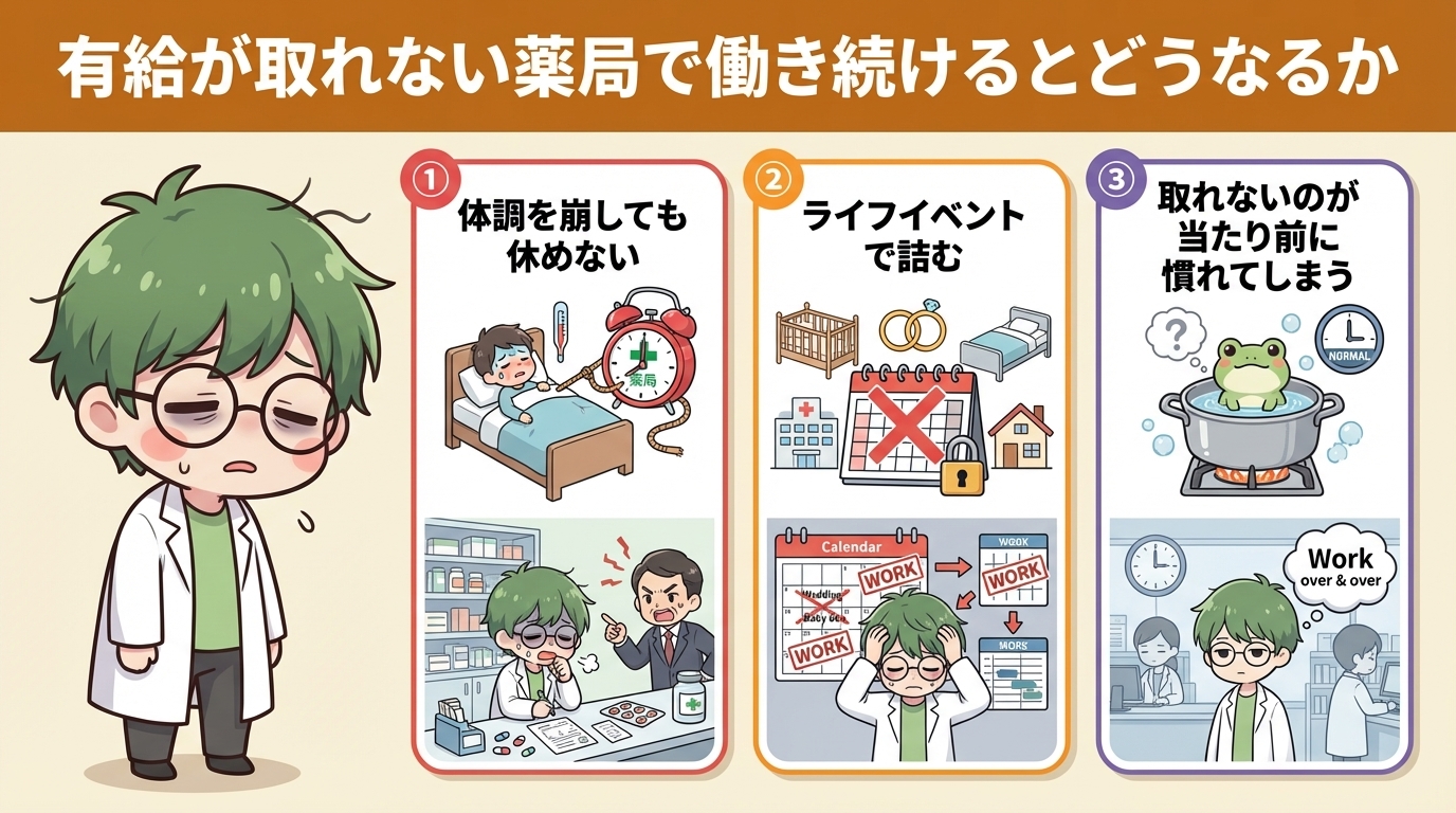 有給が取れない薬局で働き続けるとどうなるか