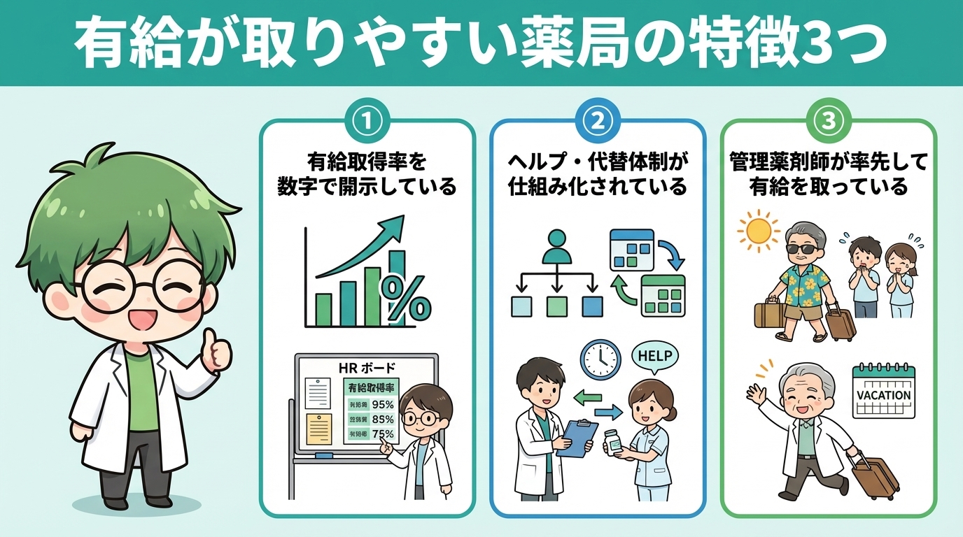 有給が取りやすい薬局の特徴3つ