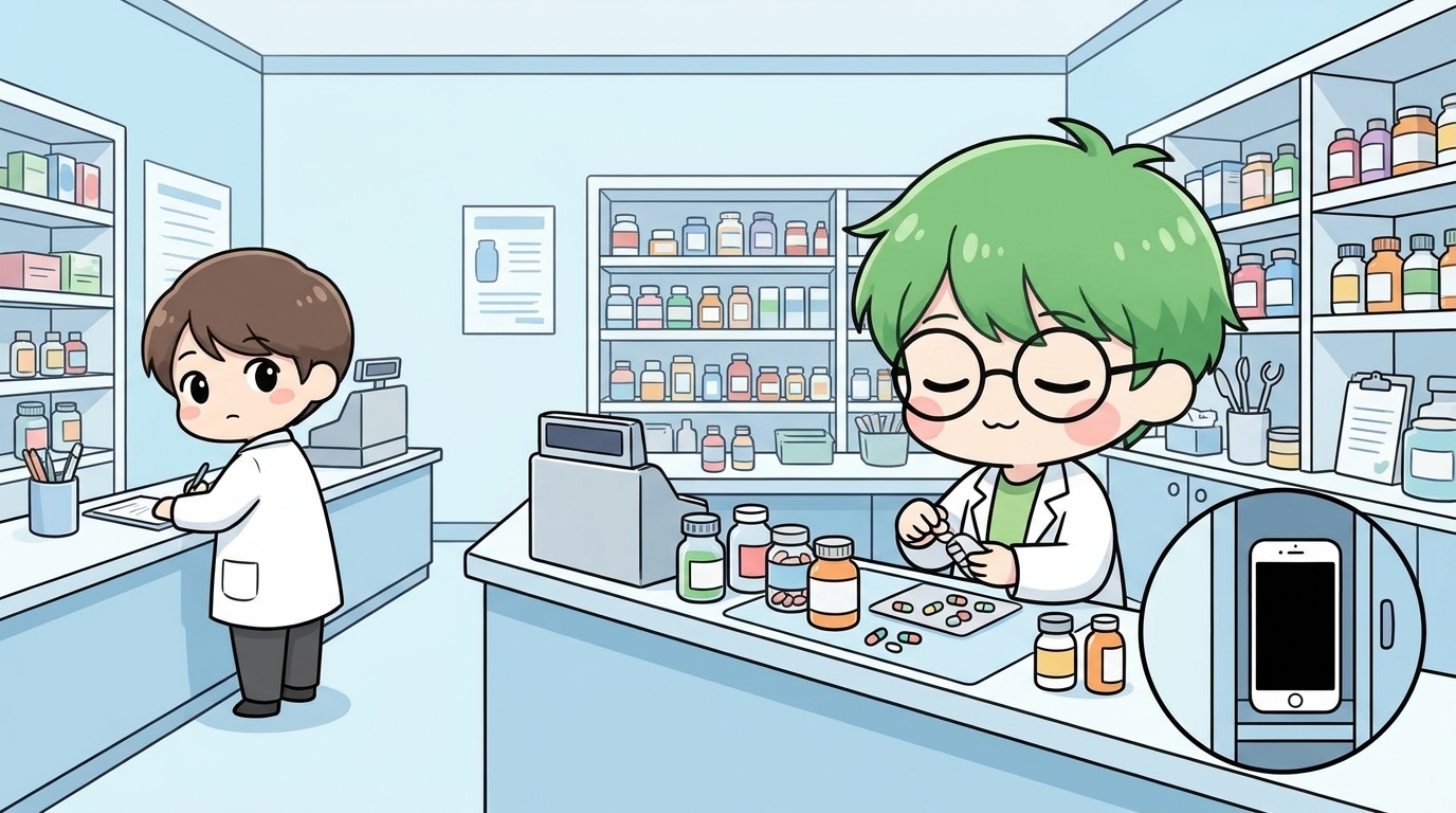 仕事中はスマホを見ない・見させない薬剤師