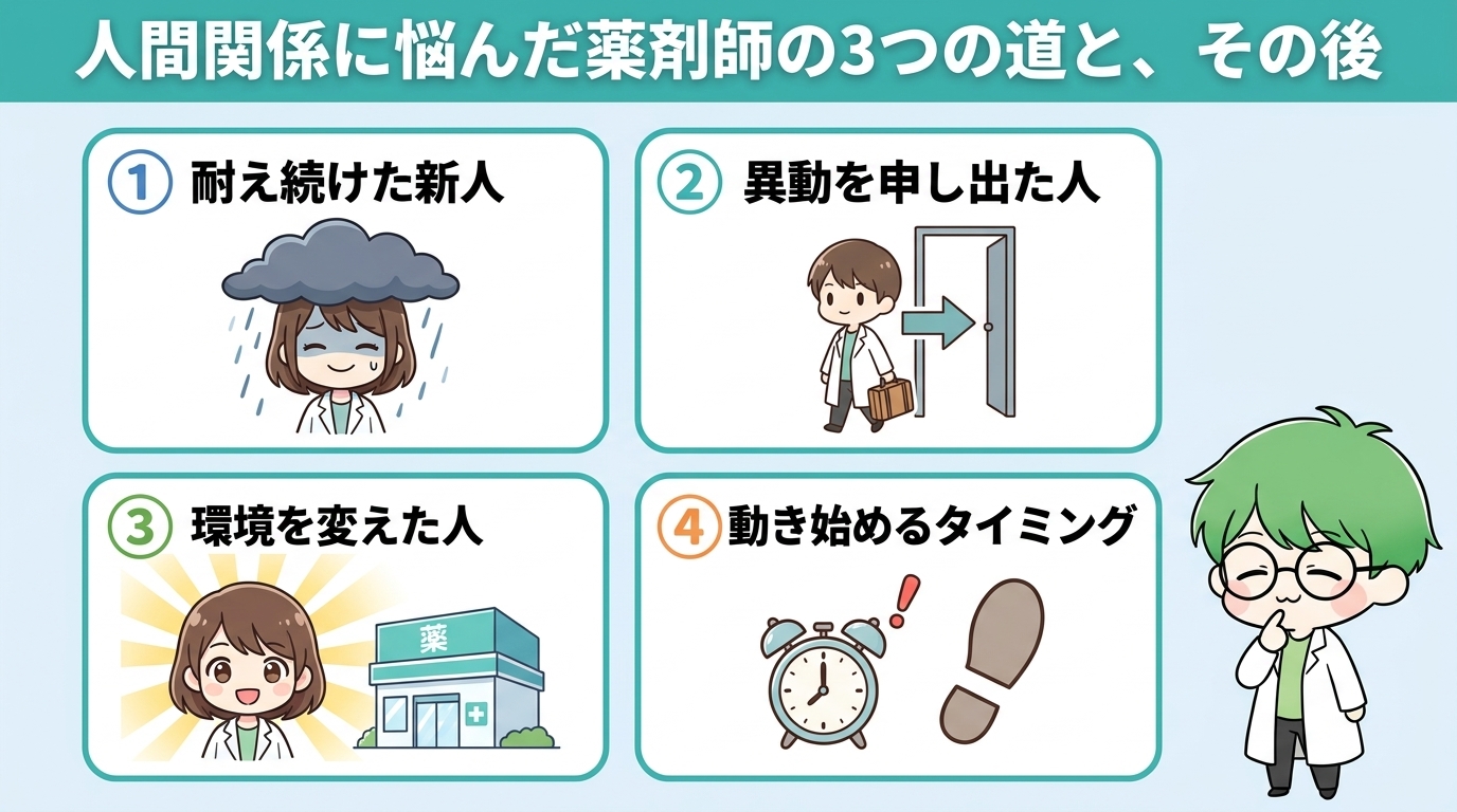 人間関係に悩んだ薬剤師が選んだ3つの道とその後