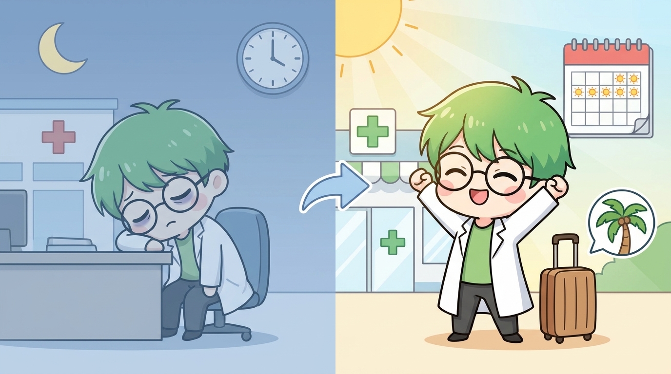 当直と昼夜逆転から解放され体力的に楽になった薬剤師