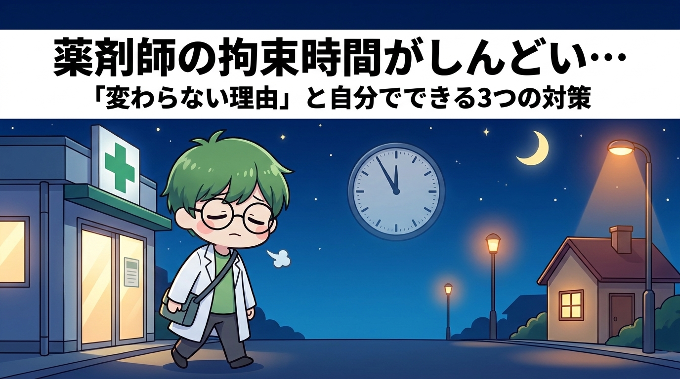 薬剤師の拘束時間がしんどい…22時閉局・祝日の一人薬剤師・残業込みシフトが変わらない理由と自分でできる3つの対策
